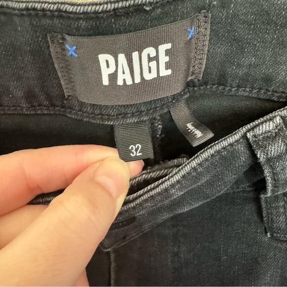 Paige Genevieve Black Flare Leg Denim Jeans Size 32 - Picture 5 of 7